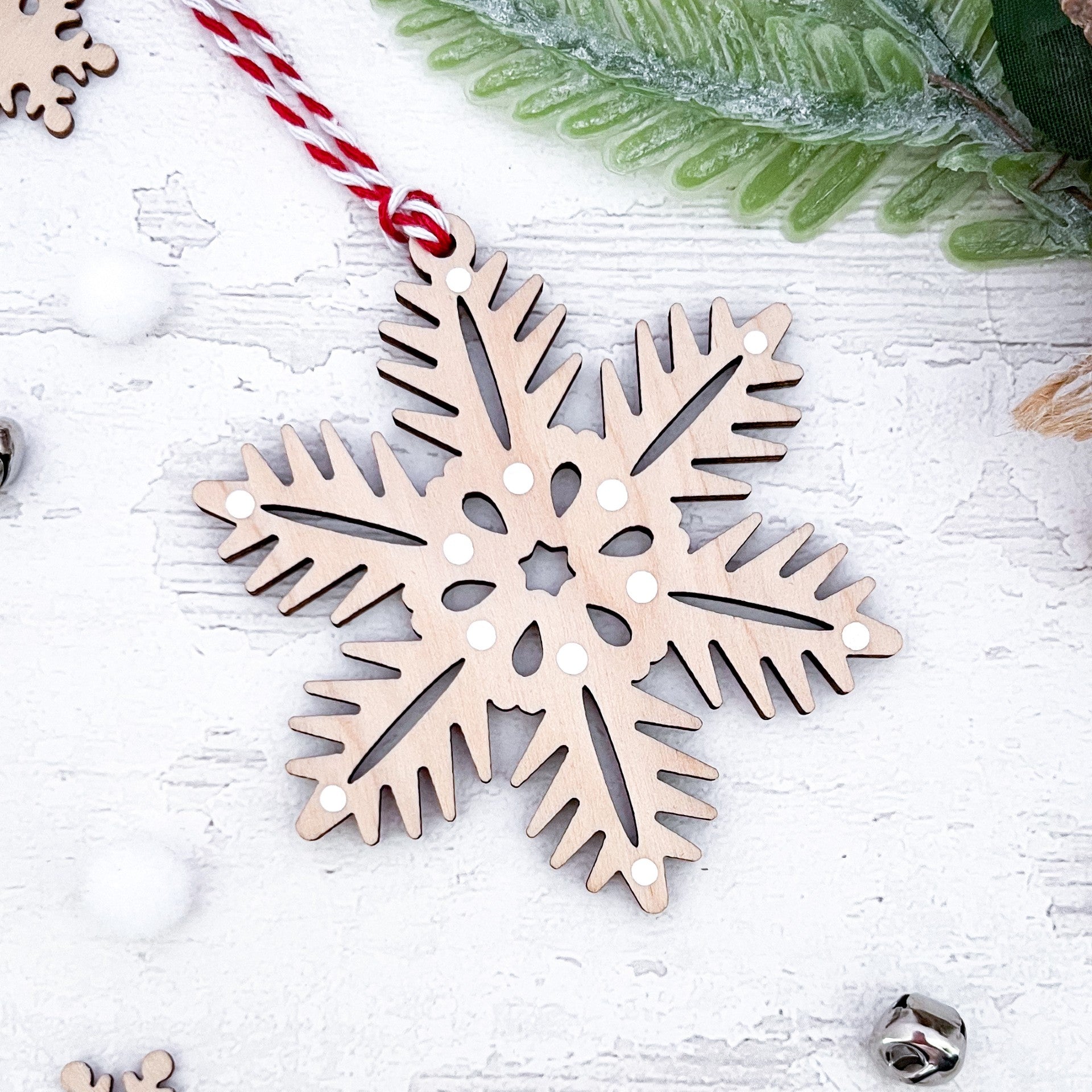Nordic Fern Snowflake Christmas Decoration - Sweet Pea Wooden Creations