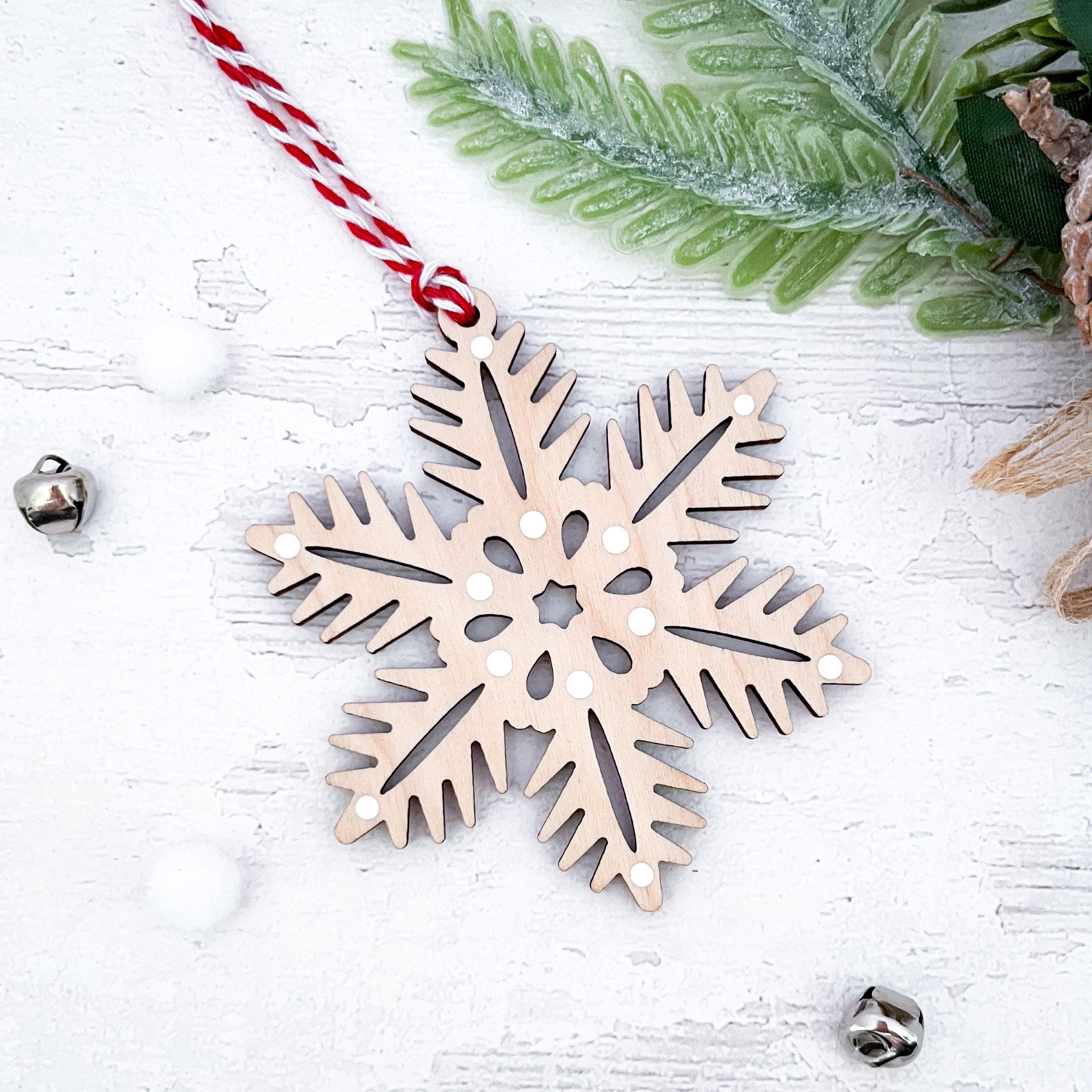 Nordic Fern Snowflake Christmas Tree Decoration - Sweet Pea Wooden Creations