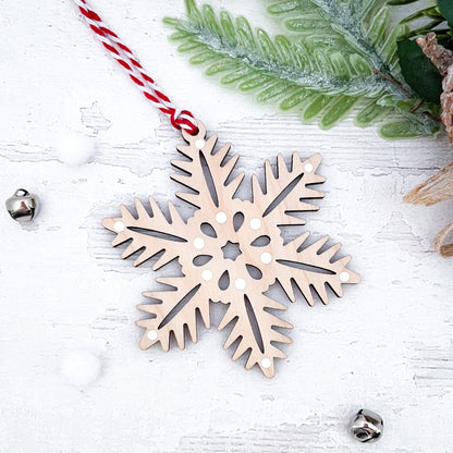 Nordic Fern Snowflake Christmas Tree Decoration - Sweet Pea Wooden Creations