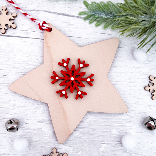 Nordic Star Christmas Tree Bauble Decoration - Sweet Pea Wooden Creations