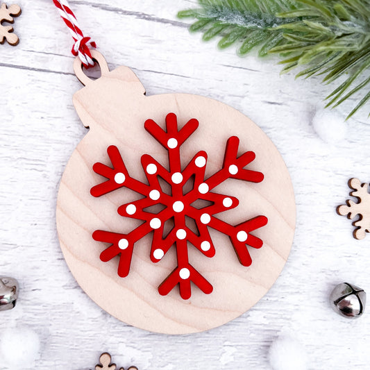 Nordic Wooden Snowflake Bauble Christmas Tree Ornament - Sweet Pea Wooden Creations