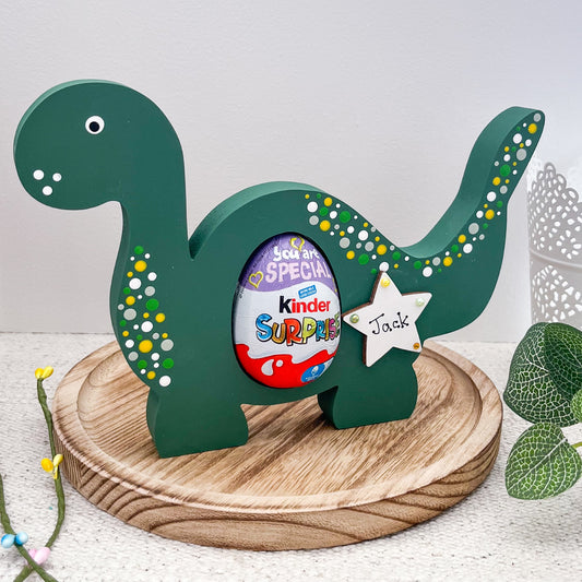 Personalised Dinosaur Decoration, Easter Egg Holder - Sweet Pea Wooden Creations