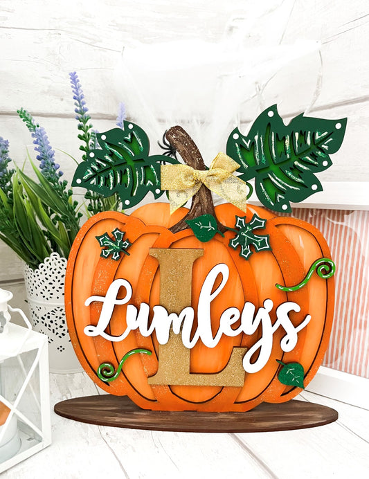 Personalised Family Pumpkin Decoration - Sweet Pea Wooden Creations
