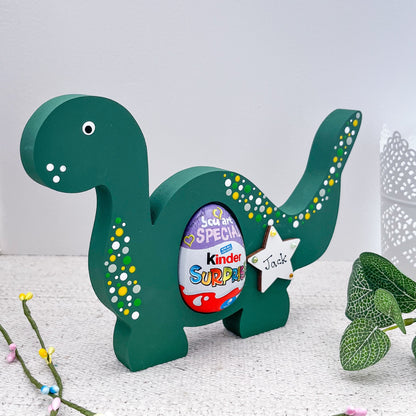 Personalised Green Dinosaur Easter Egg Holder - Sweet Pea Wooden Creations
