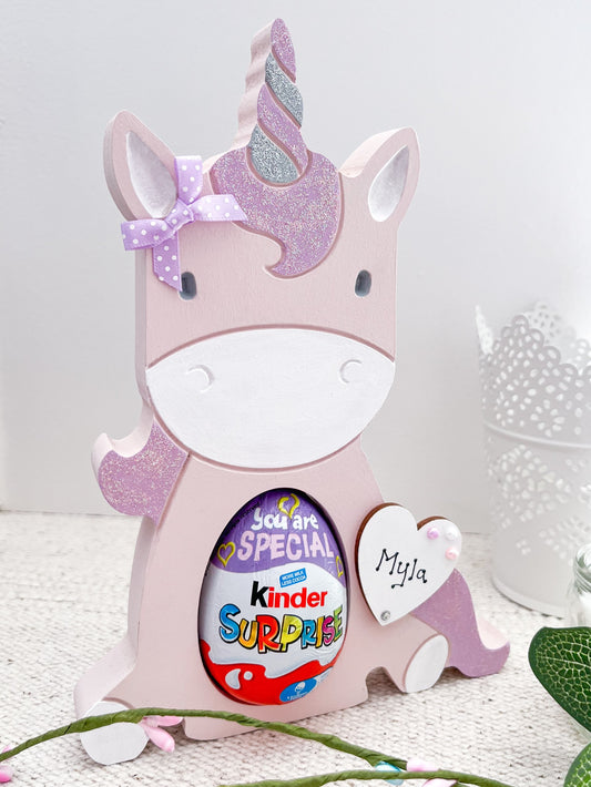 Personalised Unicorn Kinder Egg Easter Egg Holder - Sweet Pea Wooden Creations