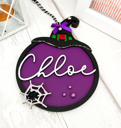 Personalised Witch Hanging Decoration 2 - Sweet Pea Wooden Creations