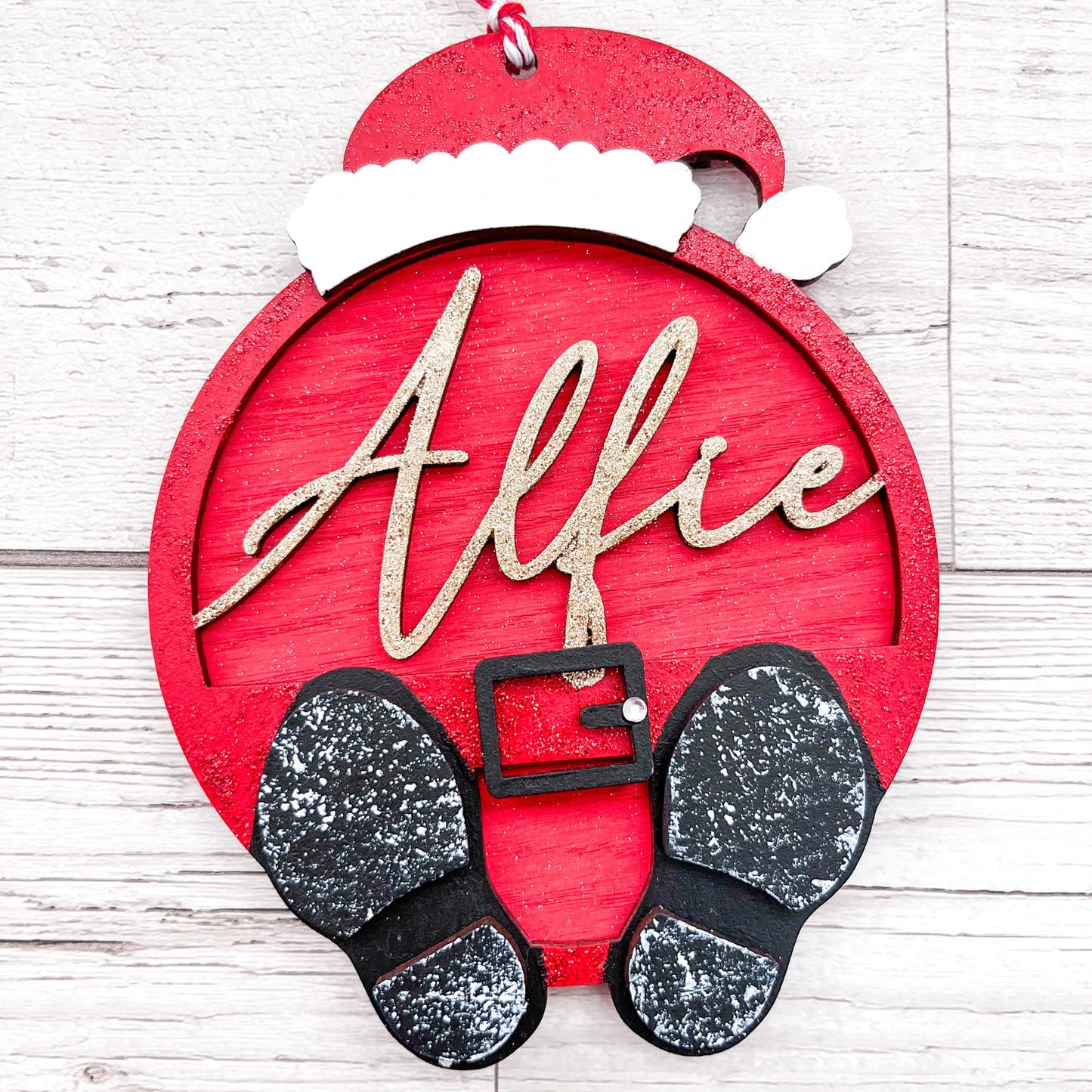 Personalised Kids Santa Christmas Tree Decoration - Sweet Pea Wooden Creattions