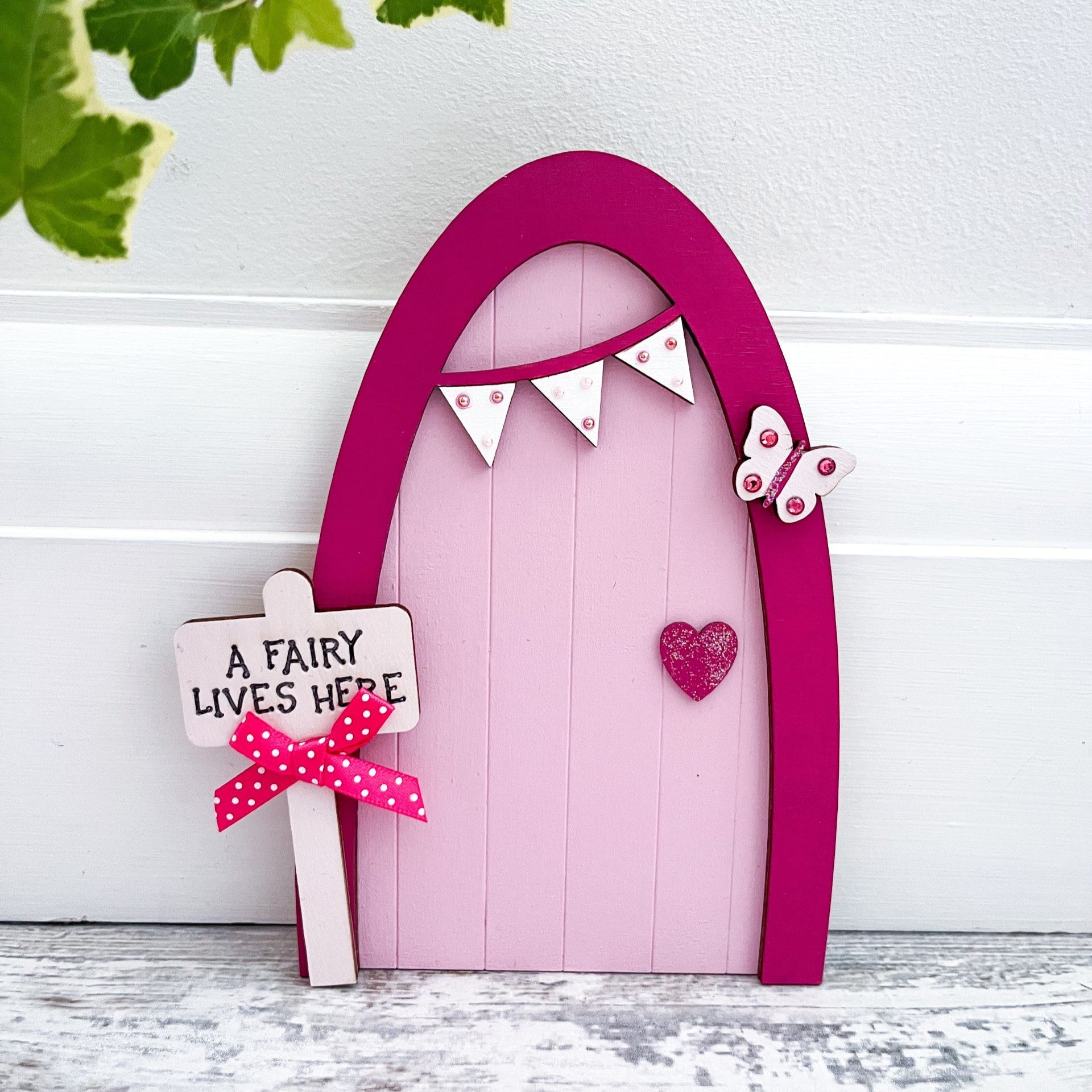 Pink Heart Fairy Door - Sweet Pea Wooden Creations