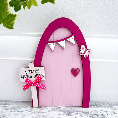 Pink Heart Indoor Fairy Door - Sweet Pea Wooden Creations