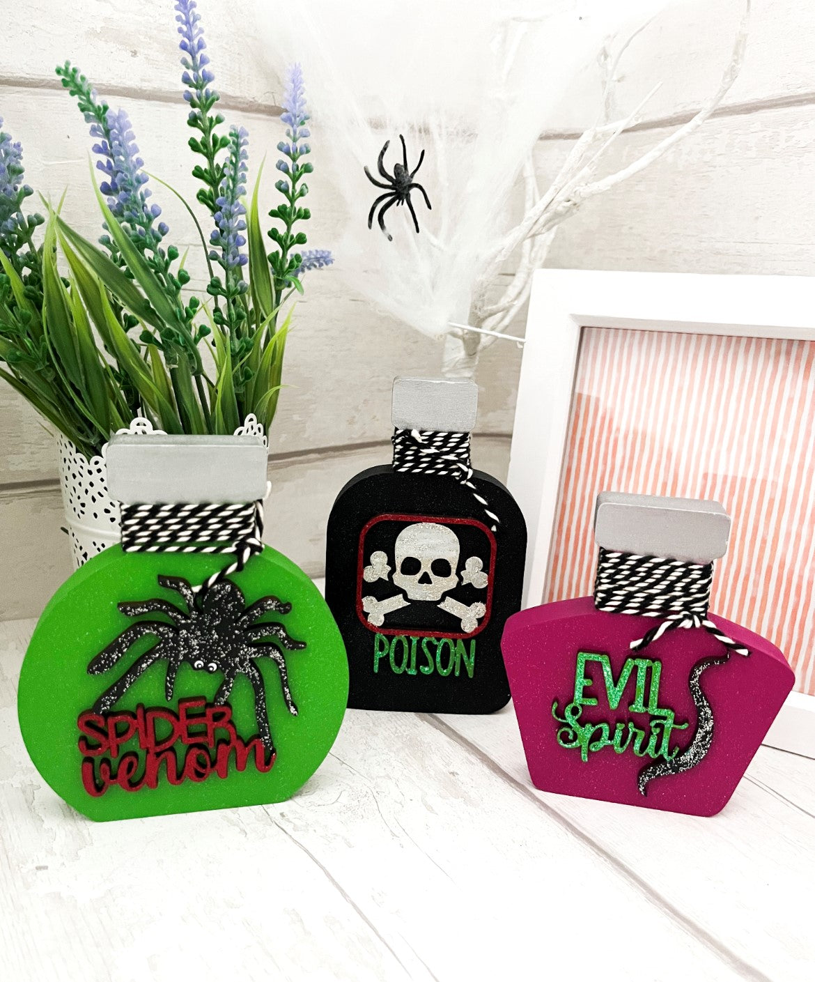 Halloween Potion Bottles Wooden Decorations