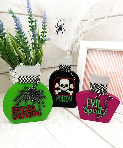 Halloween Potion Bottles Wooden Decorations