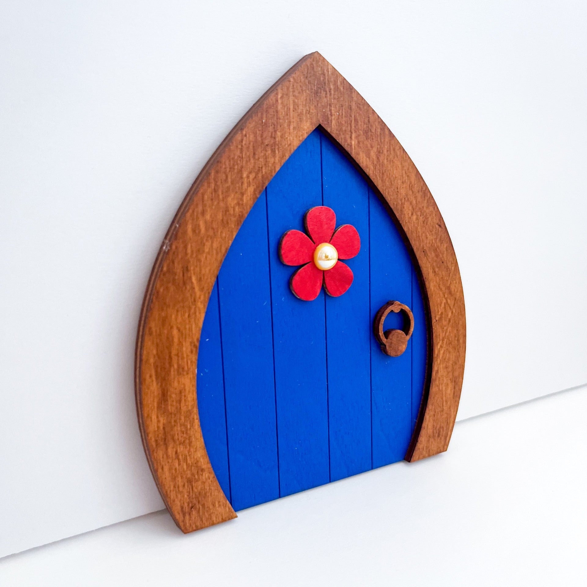 Pretty Blue Garden Fairy Door Perfect Decoration For Fairy Gardens - Sweet Pea Wooden Creations