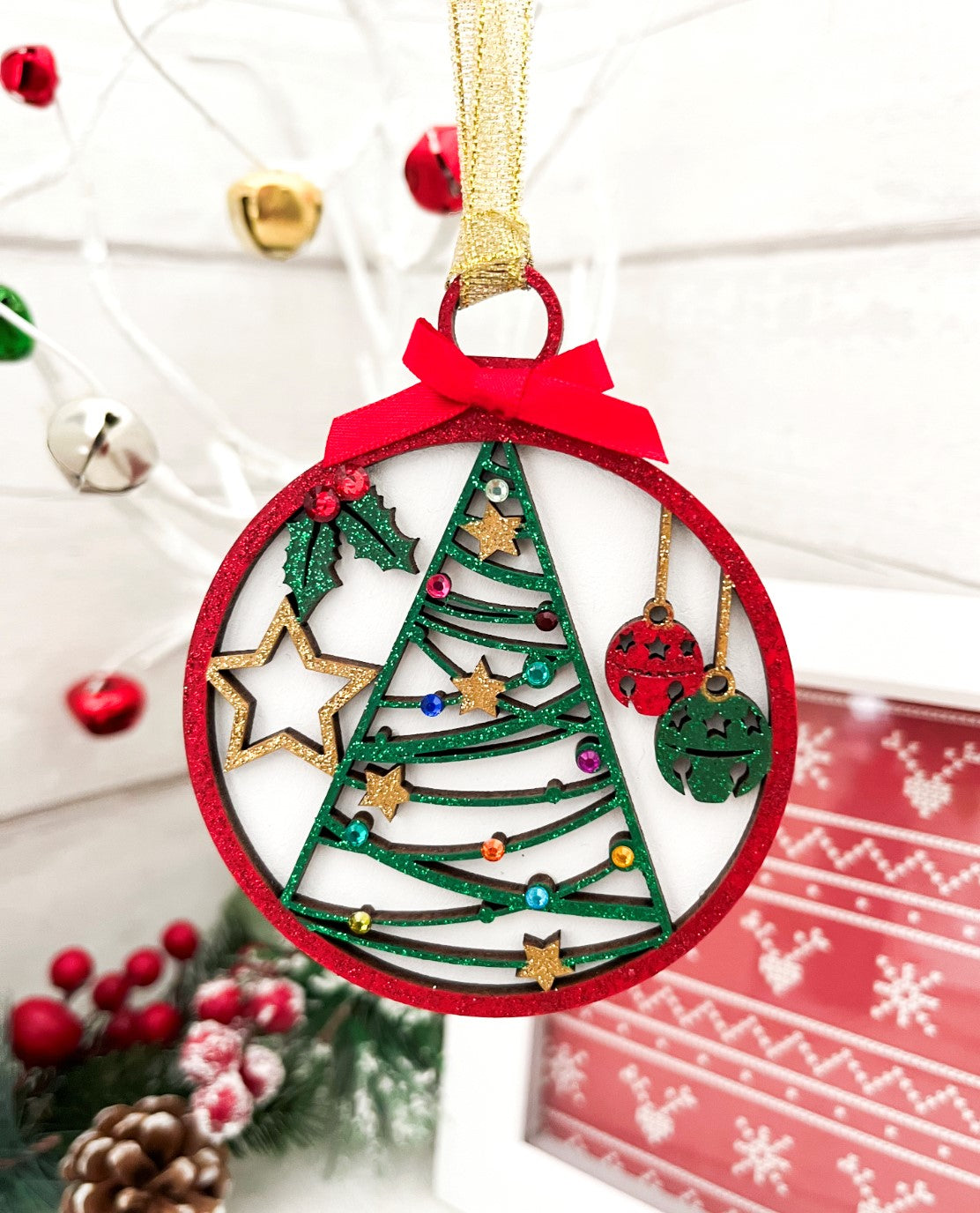    Sparkly-Wooden-Christmas-Tree-Bauble-Sweet-Pea-Wooden-Creations