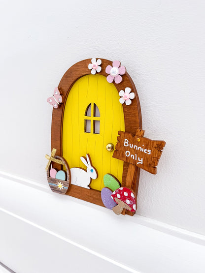 Yellow Easter Fairy Door - Sweet Pea Wooden Creations