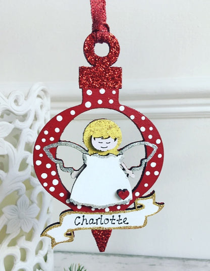 Personalised Angel Christmas Tree Decoration Bauble