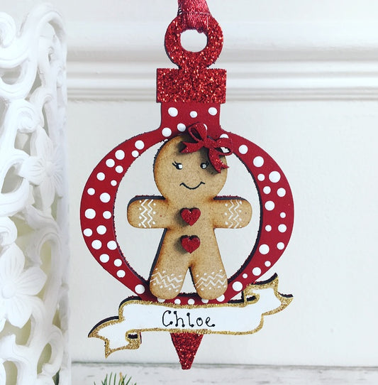 Personalised Gingerbread Christmas Tree Decoration Bauble