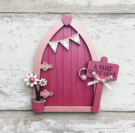 Magical Shimmer Pink Bunting Fairy Door