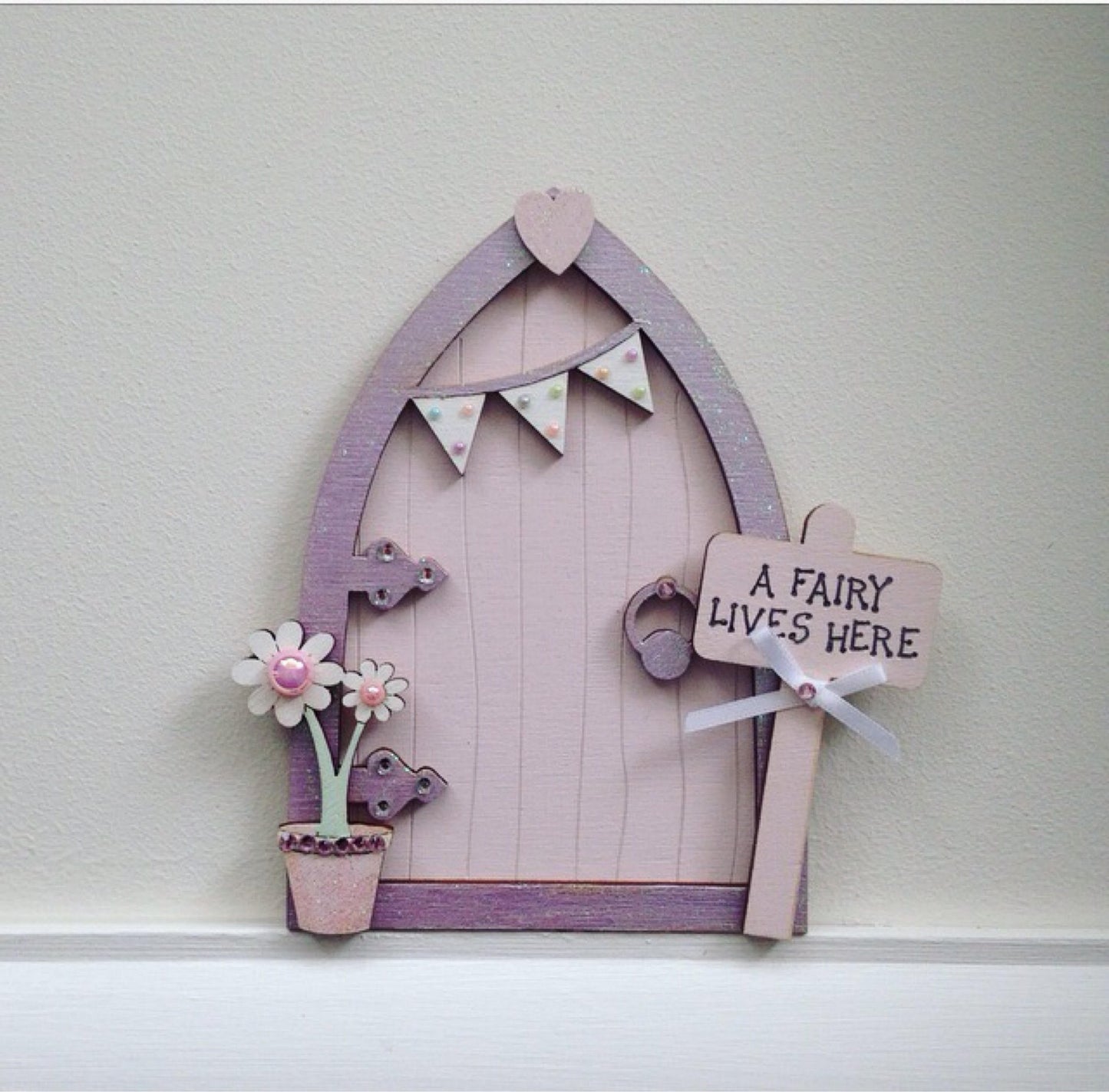 Lilac & Pink Fairy Door For Skirting Board