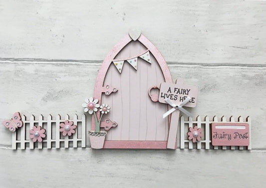 Light Pink Wooden Fairy Door Set