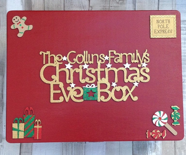 Personalised Large Red Elf Family Christmas Eve Box