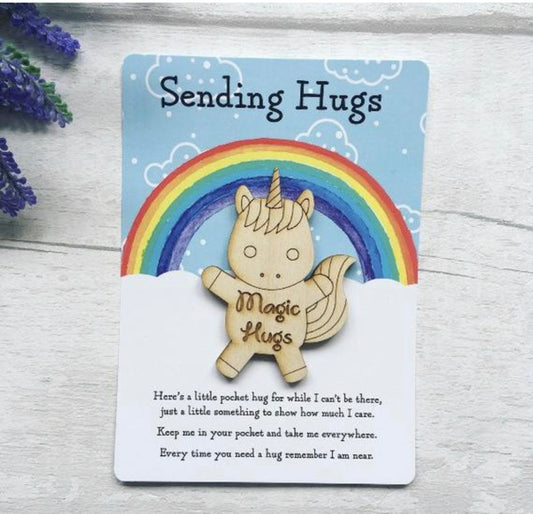 Little Pocket Hug, Unicorn Magic Hugs Token Gift, Thinking Of You, Send A Hug Postcard