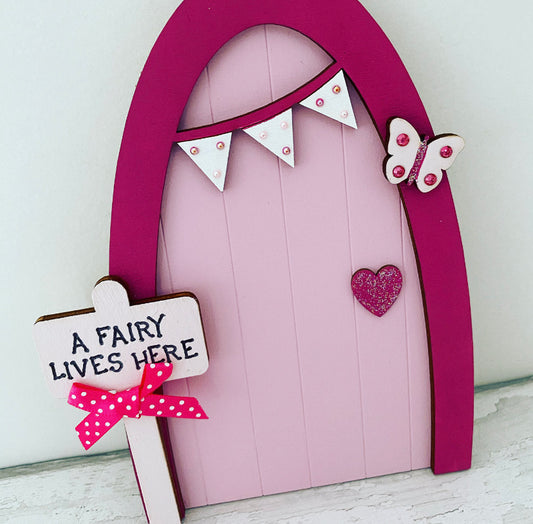 Pink Heart Fairy Door With Fairy Door