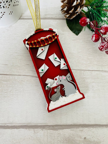 Postbox with mice Christmas decoration
