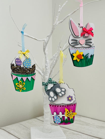 Cupcake Wooden Easter Decorations