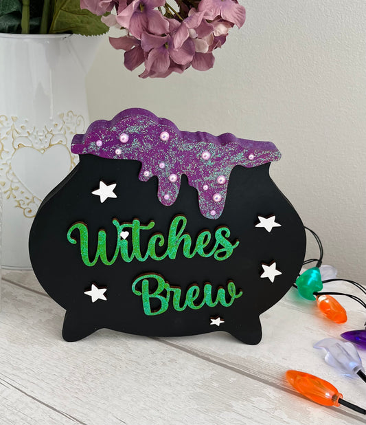 Witches Brew, Halloween Cauldron Decoration - Sweet Pea Wooden Creations