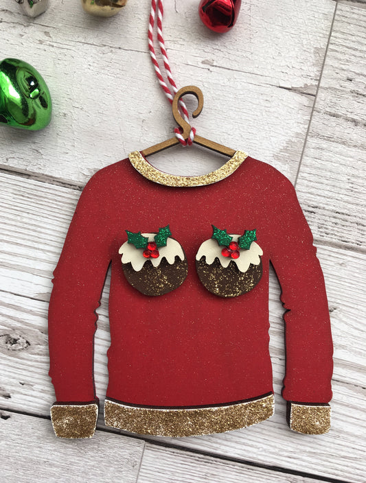 Red Christmas Jumper Tree Decoration Bauble