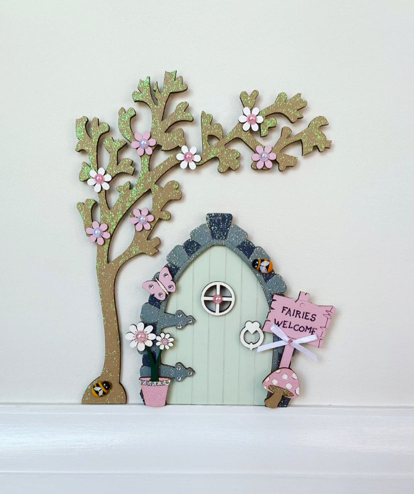 Fairy Door With Tree Wall Decor