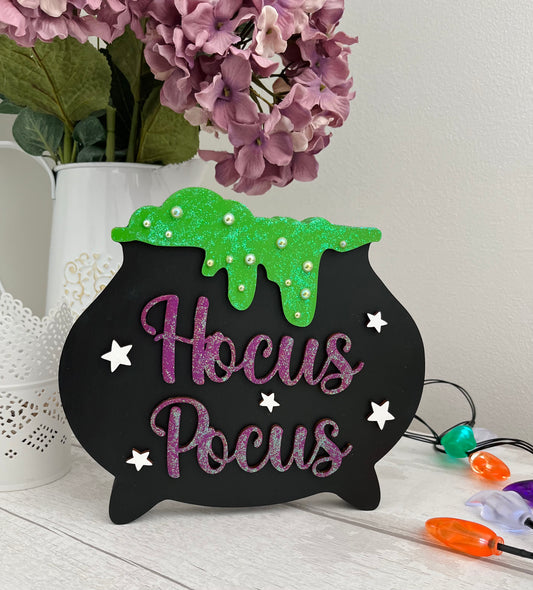 Hocus Pocus, Witches Cauldron Halloween Decoration - Sweet Pea Wooden Creations