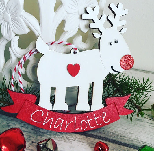 Personalised Reindeer Christmas Tree Decoration Bauble