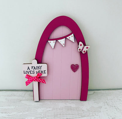 Pink Heart Fairy Door With Fairy Door