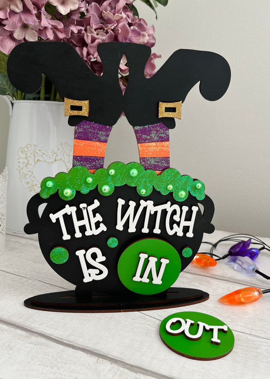 The Witch Is In / Out, Halloween Decoration Sign - Sweet Pea Wooden Creations