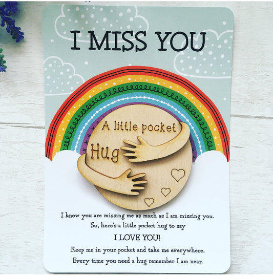 I Miss You, Postcard Pocket Hug