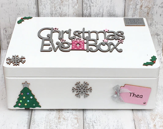 Personalised White Wooden Christmas Eve Box