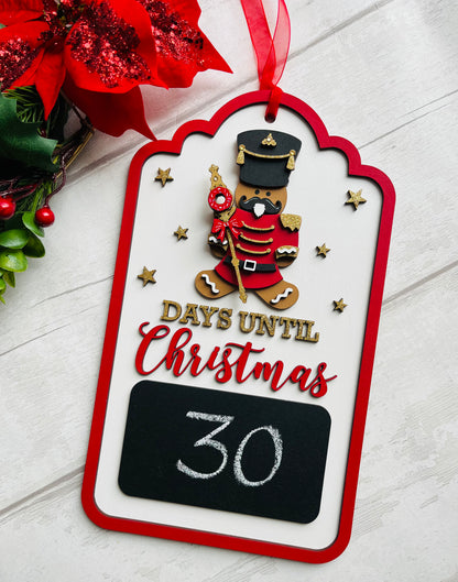 Gingerbread Nutcracker Days Until Christmas Countdown Chalkboard