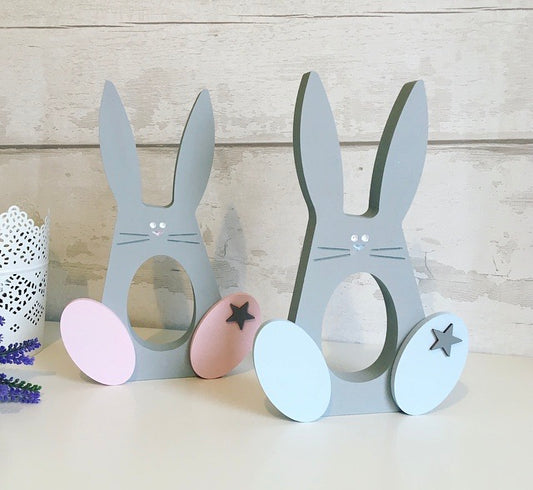 Baby's First Easter, Wooden Bunny Decoration, Chocolate Egg Holder