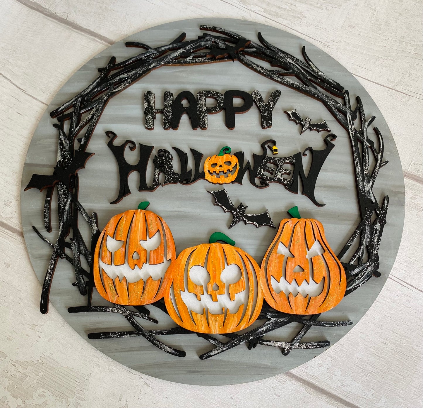 Happy Halloween Pumpkin Plaque