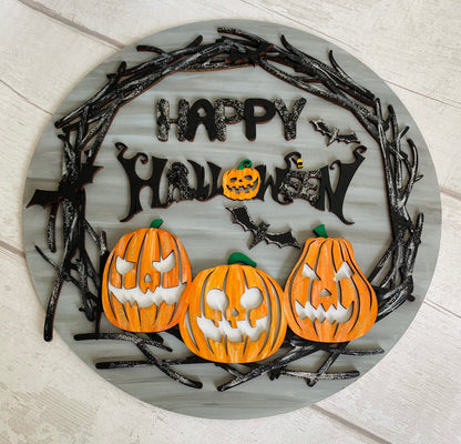 Happy Halloween Pumpkin Plaque