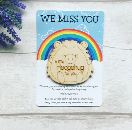 We Miss You Little Pocket Hug, 'A Little Hedge-hug For You' Token Gift