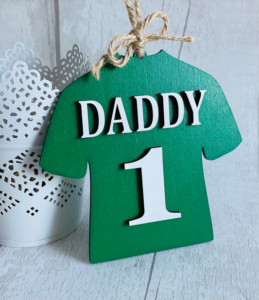 Daddy Green Wooden Football / Rugby Shirt Hanging Decoration