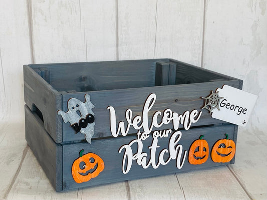 Personalised Welcome To Our Patch Halloween Crate