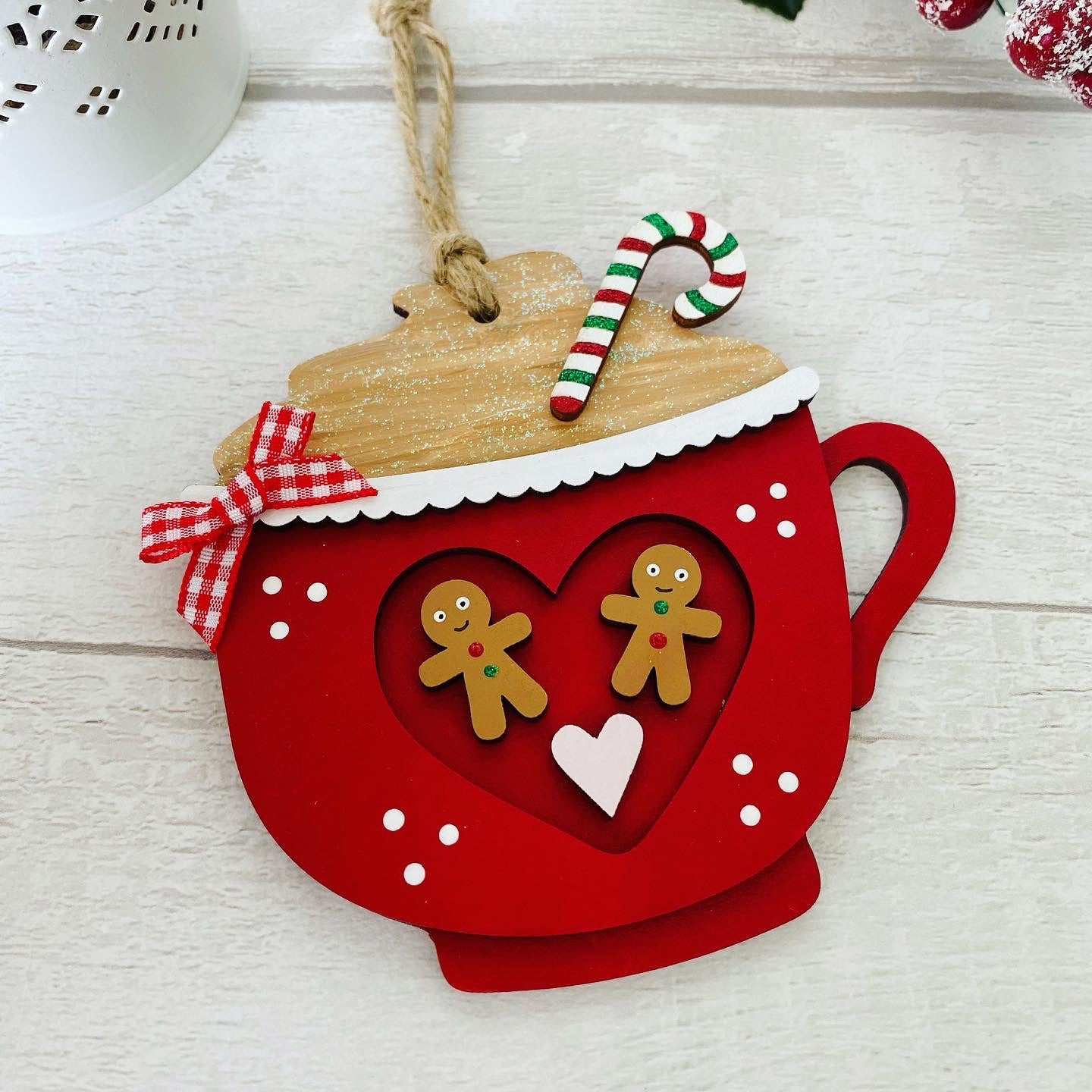 Gingerbread Latte wooden Christmas tree decoration