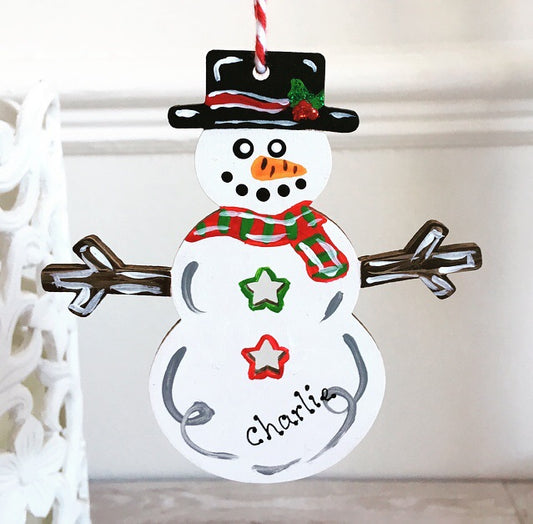 Personalised Snowman Christmas Tree Decoration Bauble