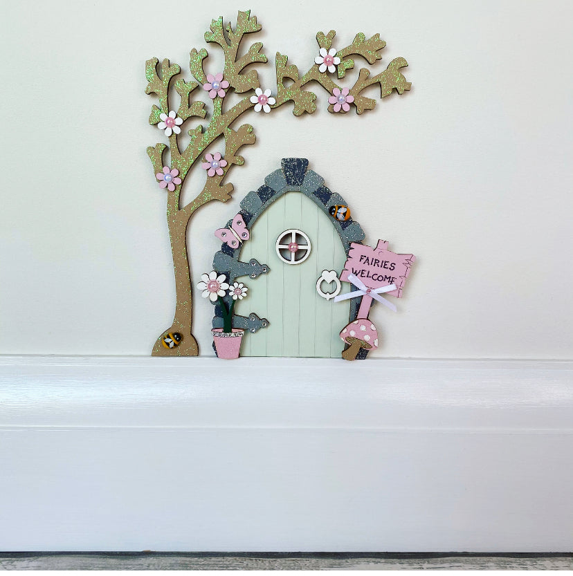 Sage Green Fairy Door For Skirting Board