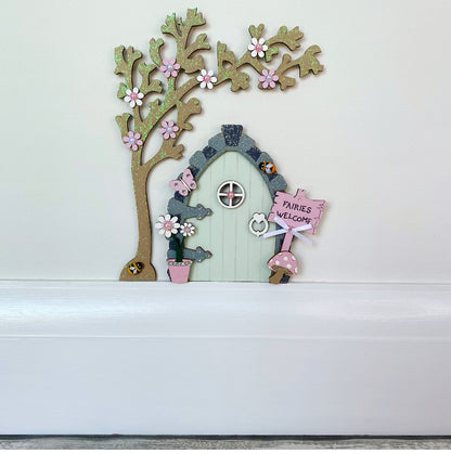 Sage Green Fairy Door For Skirting Board