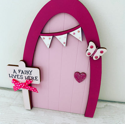 Pink Heart Fairy Door With Fairy Door