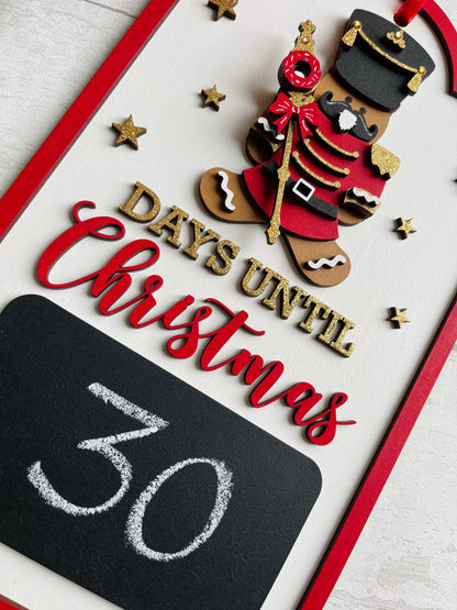 Gingerbread Nutcracker Days Until Christmas Countdown Chalkboard